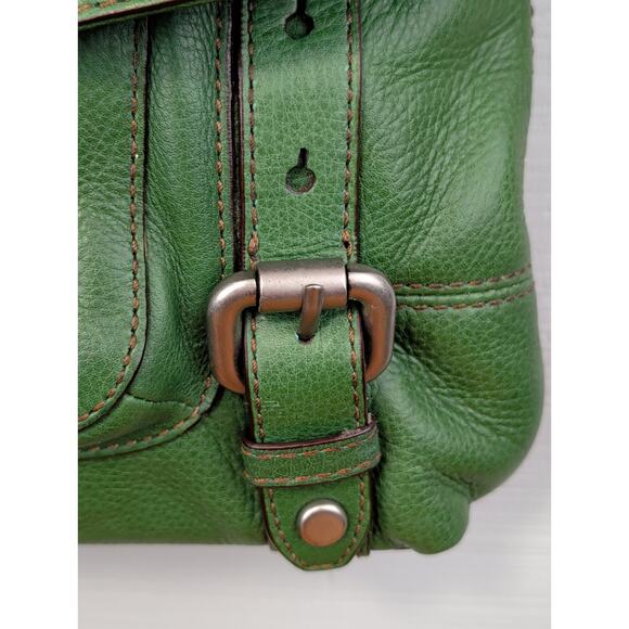 Fossil Long Live Vintage Maddox Crossbody Purse Green Genuine Leather Key Charm - Picture 11 of 16